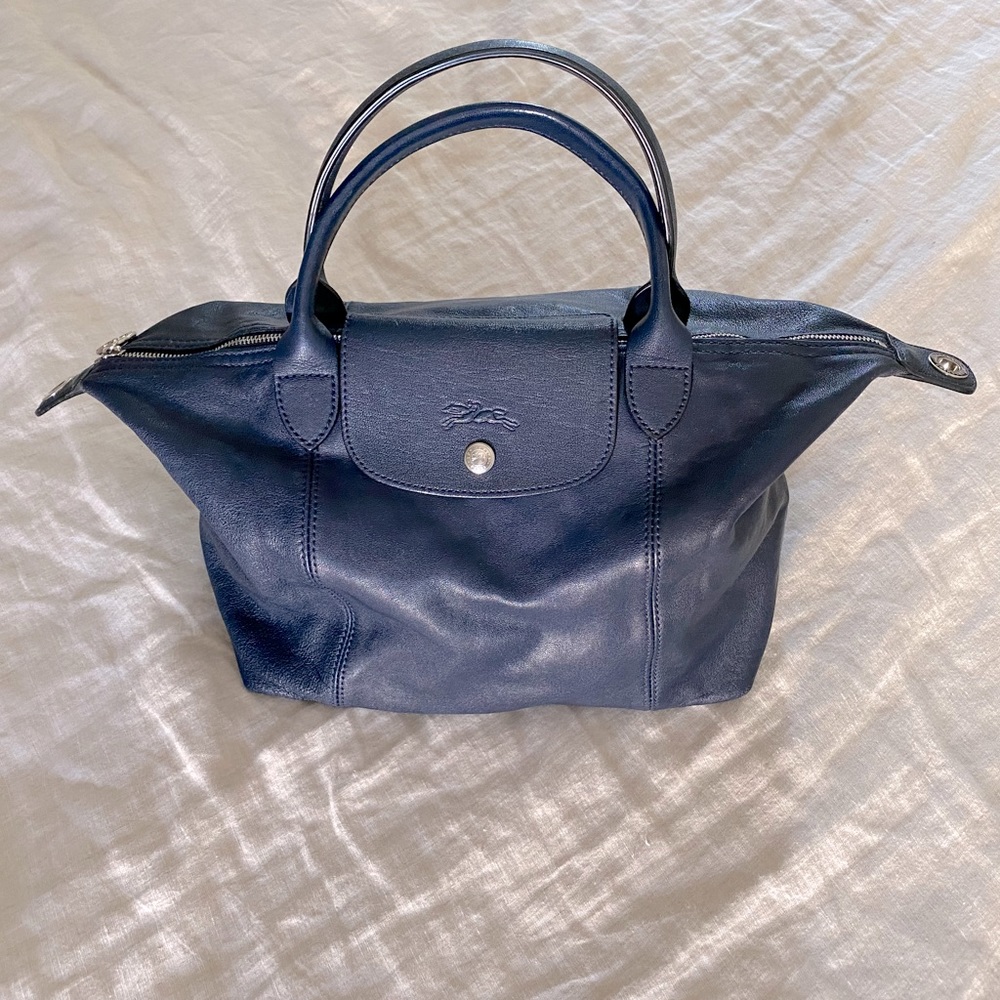 Le Pliage Cuir Leather Shoulder Bag W/O Shoulder Strap